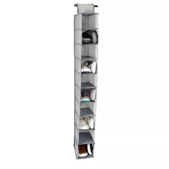 Shoe organizer hanging 10 shelf over the rod space